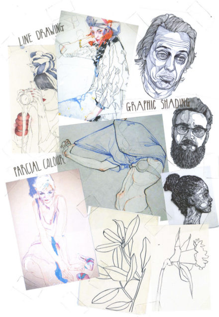 Loving Now: Line Drawing, Partial Colour & Graphic Shading